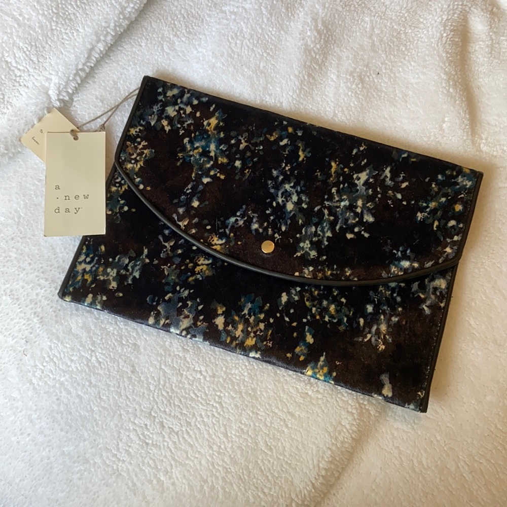 Navy velvet clutch